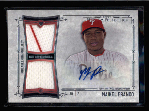 MAIKEL FRANCO 2015 TOPPS MUSEUM DUAL USED WORN JERSEY AUTO #046/299 AC2555