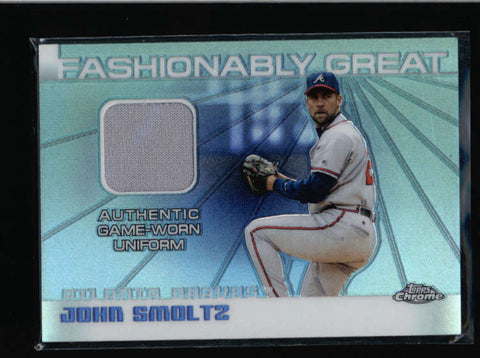 JOHN SMOLTZ 2004 TOPPS CHROME FASHIONABLY GREAT REFRACTOR GAME JERSEY AC586