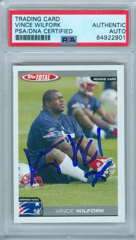 Vince Wilfork 2004 Topps Total #372 Rc Rookie Autograph PSA DNA Authentic Auto