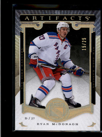 RYAN McDONAGH 2015/16 UD ARTIFACTS #75 GOLD SPECTRUM PARALLEL #15/25 AB8483