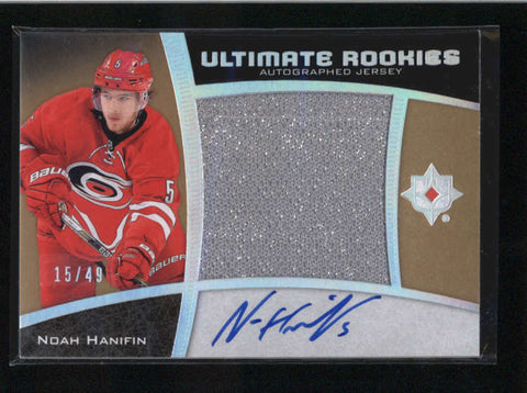 NOAH HANIFIN 2015/16 UD ULTIMATE JUMBO JERSEY SPECTRUM SILVER AUTO RC /49 AB9084
