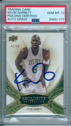 Kevin Garnett 2008 Exquisite Gold #41/50 Autograph PSA DNA Gem Mint 10 Auto