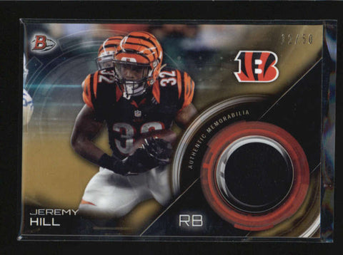 JEREMY HILL 2015 BOWMAN GOLD GAME USED WORN JERSEY #12/50 AB5535