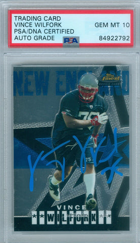 Vince Wilfork 2004 Topps Finest #86 RC Rookie Autograph PSA DNA Gem Mint Auto 10