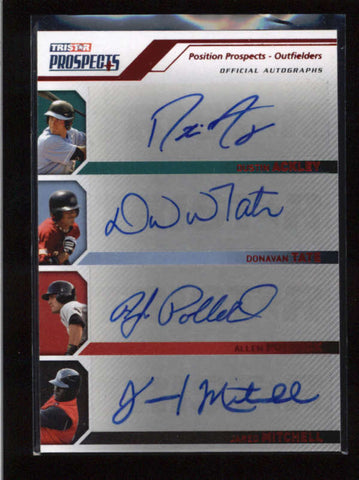 TATE / ACKLEY / POLLOCK + 2008 TRISTAR PROSPECTS RED QUAD ROOKIE AUTO #/5 AB9576