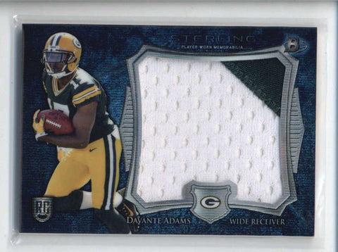 DAVANTE ADAMS 2014 BOWMAN STERLING BLUE WAVE ROOKIE RC USED WORN PATCH AB6484