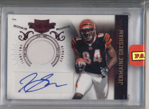 JERMAINE GRESHAM 2010 PLATES AND PATCHES ROOKIE AUTO PATCH #525/699 AB9213