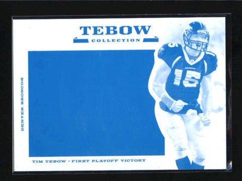 TIM TEBOW PANINI COLLECTION RARE CYAN BLANK BACK PROOF SP AB5584