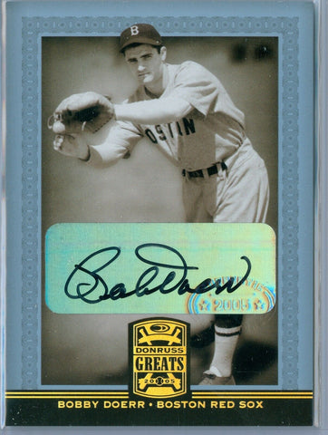 BOBBY DOERR 2005 05 DONRUSS GREATS HALL OF FAME AUTO AUTOGRAPH SP