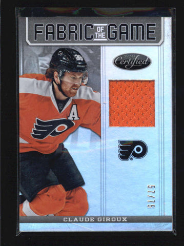 CLAUDE GIROUX 2012/13 CERTIFIED FABRIC OF THE GAME USED JERSEY #57/75 AB6680