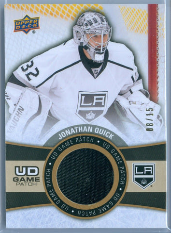 JONATHAN QUICK 2015-16 UPPER DECK GAME USED JERSEY / PATCH SP/15