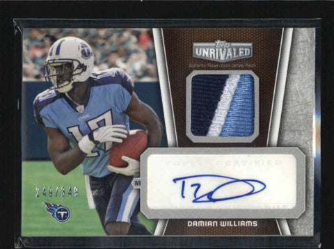 DAMIAN WILLIAMS 2010 TOPPS UNRIVALED ROOKIE RC 3-CLR PATCH AUTO #249/349 AB6238
