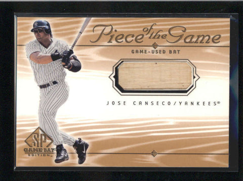 JOSE CANSECO 2001 SP GAME USED A PIECE OF THE GAME GAME USED BAT RELIC AB9835