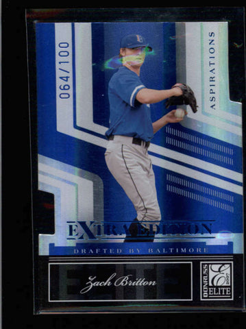 ZACH BRITTON 2007 ELITE EXTRA #50 ASPIRATIONS DIE-CUT ROOKIE #064/100 AB8571