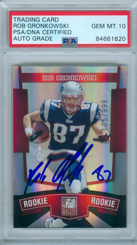 Rob Gronkowski 2010 Donruss Elite Red #/999 RC Rookie PSA DNA Gem Mint 10 Auto