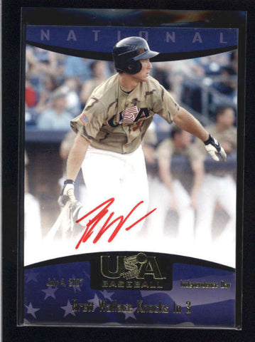 BRETT WALLACE 2007 TEAM USA BASEBALL ON CARD RED INK ROOKIE AUTO AB8849