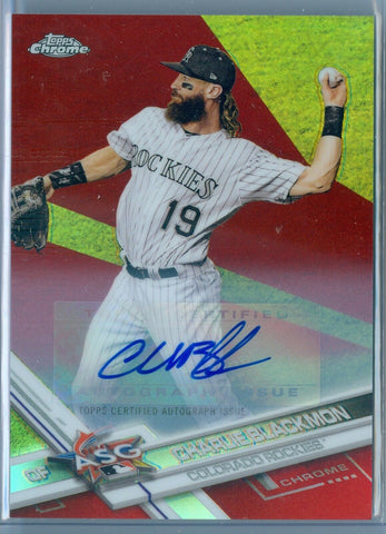 CHARLIE BLACKMON 2017 TOPPS CHROME UPDATE RED REFRACTOR AUTO AUTOGRAPH SP/25