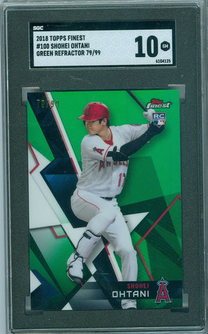 SHOHEI OHTANI 2018 TOPPS FINEST GREEN REFRACTOR SP/99 RC ROOKIE SGC 10