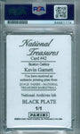 Kevin Garnett 2019 National Treasures #1/1 Black Plate PSA DNA Gem Mint 10 Auto