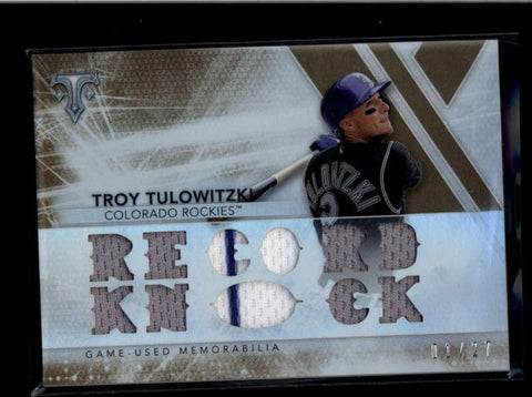 TROY TULOWITZKI 2015 TOPPS TRIPLE THREADS 11-PC GAME USED JERSEY #01/27 AB8141