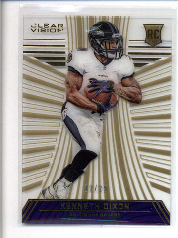 KENNETH DIXON 2016 PANINI CLEAR VISION #126 RARE GOLD ROOKIE RC #11/29 AB8719