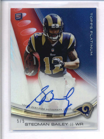 STEDMAN BAILEY 2013 TOPPS PLATINUM ROOKIE RED REFRACTOR AUTO RC #5/5 AC2091