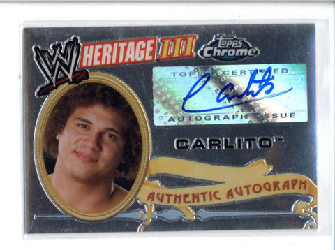 CARLITO 2008 TOPPS CHROME WWE HERITAGE III AUTHENTIC AUTOGRAPH AUTO AC797
