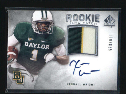 KENDALL WRIGHT 2012 SP AUTHENTIC #260 ROOKIE 3-CLR PATCH AUTO #159/885 AB6222