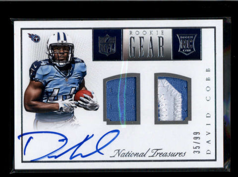 DAVID COBB 2015 NATIONAL TREASURES ROOKIE AUTO DUAL JERSEY / PATCH #35/99 AB7520