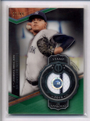 DELLIN BETANCES 2018 TOPPS TRIBUTE GREEN GAME USED WORN JERSEY #27/99 AC2169
