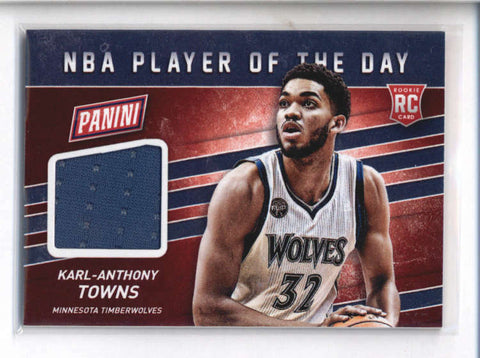 KARL-ANTHONY TOWNS 2015/16 PANINI NBA PLAYER OF THE DAY ROOKIE JERSEY AB9082