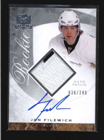 JON FILEWICH 2008/09 UD THE CUP #132 ROOKIE PATCH AUTOGRAPH AUTO #038/249 AB9681